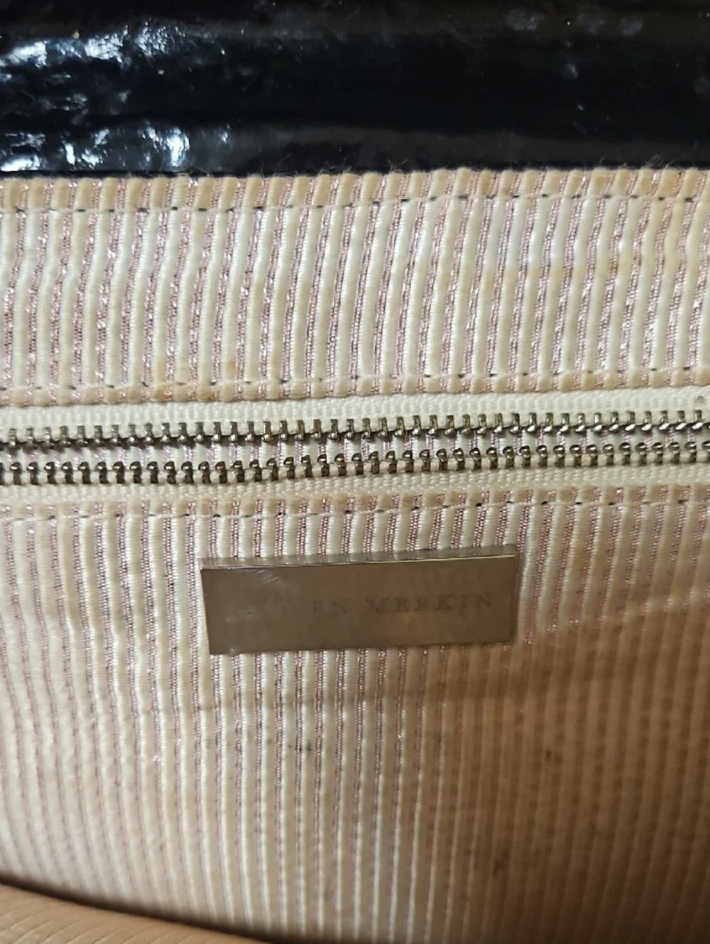 Lauren Merkin Black Patent Envelope Clutch